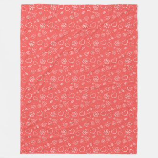 Manta Polar Corazones y hojas simples delineados