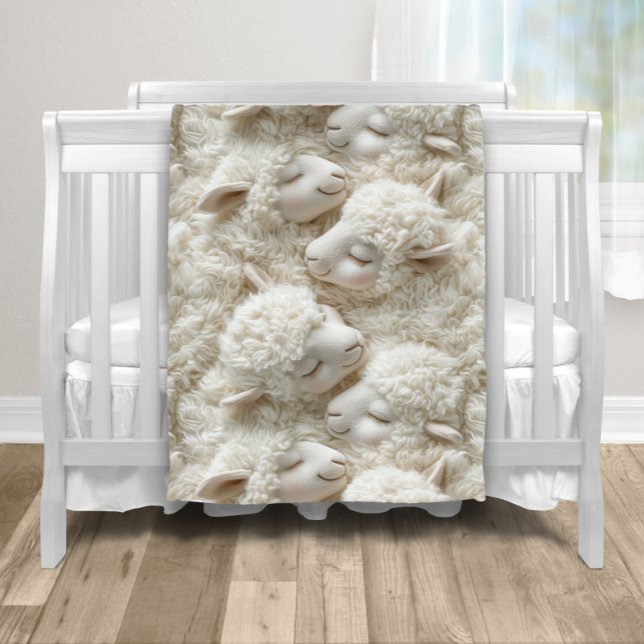 Manta Polar Corderito Esponjoso Bebé  (Cute fluffy lamb neutral baby blanket. You can add a color to the back side.)