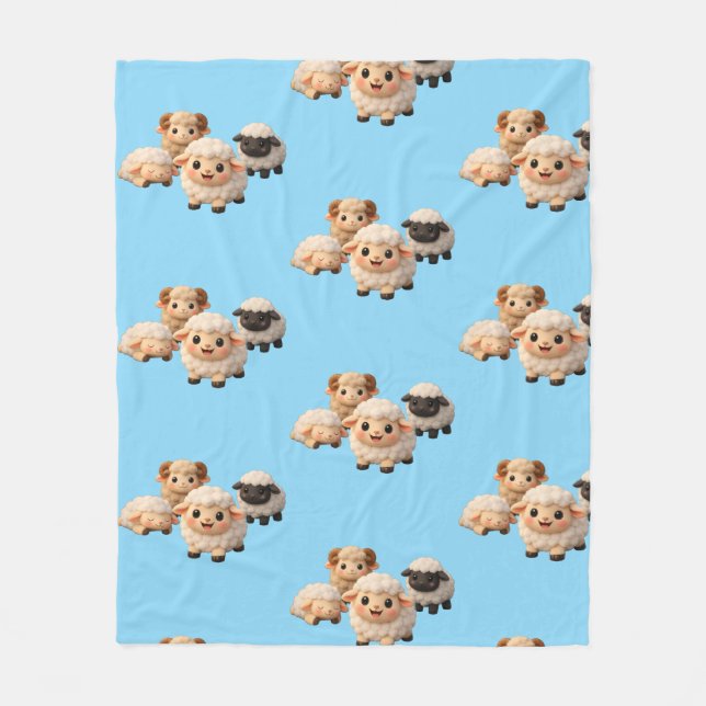 Manta Polar Corderitos adorables  (Anverso)