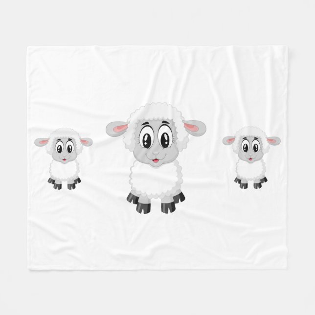Manta Polar Cordero de granja bebé lindo (Frente (Horizontal))