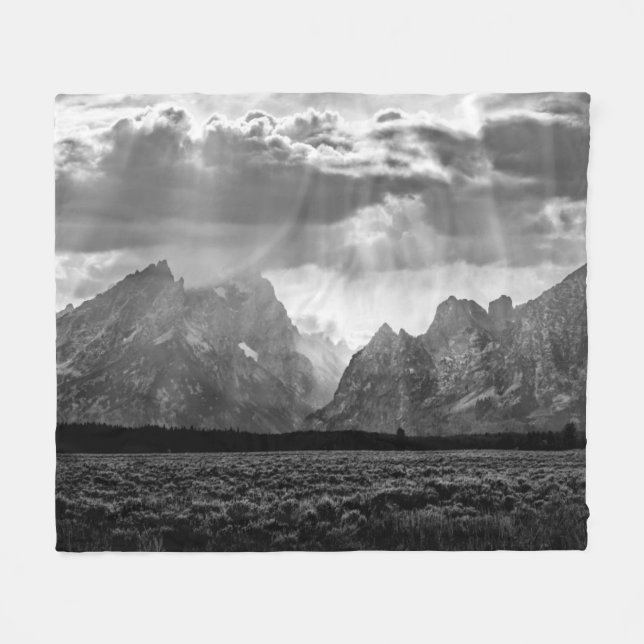 Manta Polar Cordillera magnífica de Teton en blanco y negro (Frente (Horizontal))