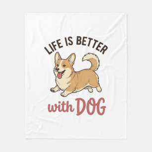 Manta Polar Corgi Adorable La Vida Es Mejor Con Diseño De Perr