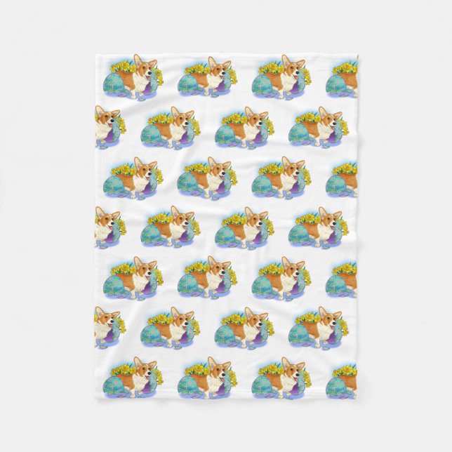 Manta Polar Corgi de Pascua (Anverso)