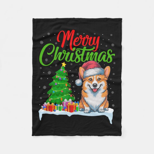 Manta Polar Corgi Dog Árbol de Navidad Enluce Divertidas Navid (Anverso)