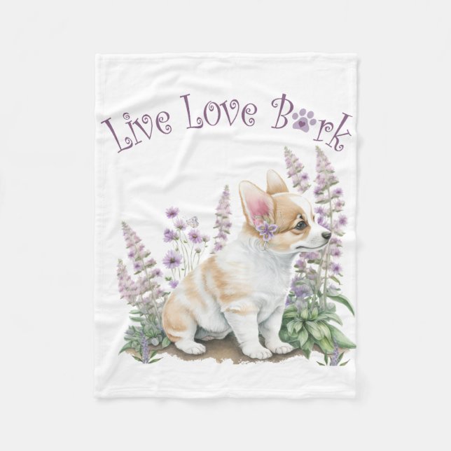 Manta Polar Corgi Dog Mom Floral (Anverso)