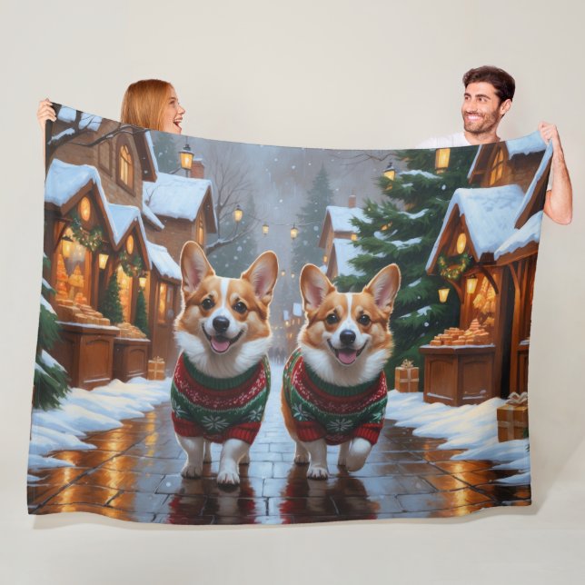 Manta Polar Corgi Dogs Christmas Snow Holiday (In situ)