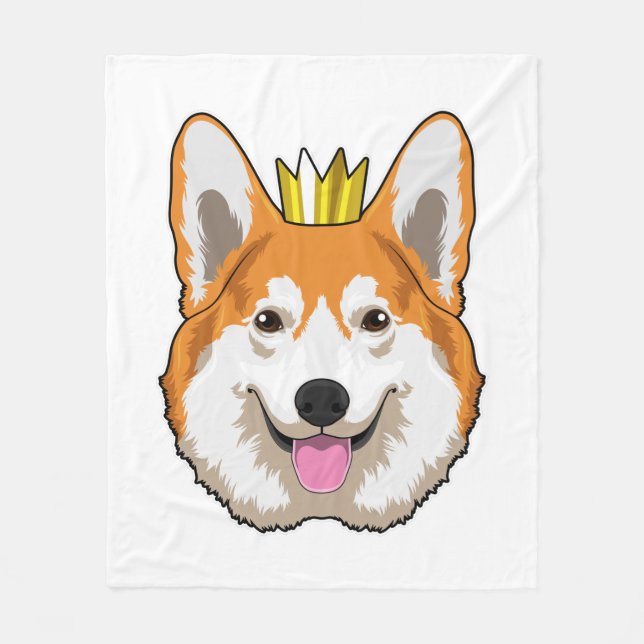 Manta Polar Corgi galés con corona (Anverso)