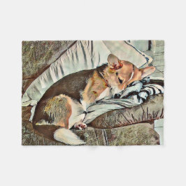 Manta Polar Corgi galés durmiendo en un sofá