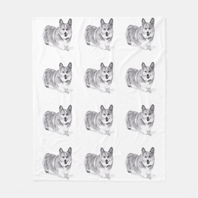 Manta Polar Corgi Galés en la nieve (Anverso)
