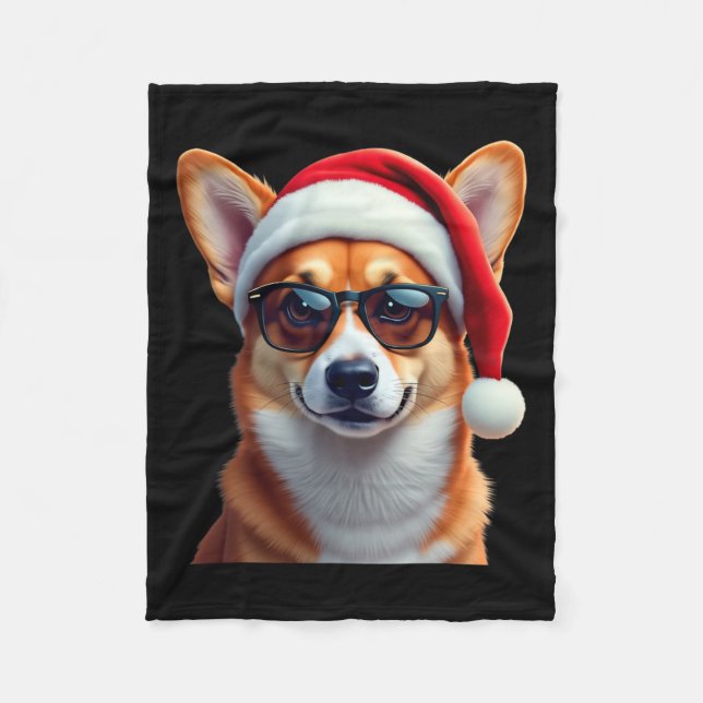 Manta Polar Corgi galés Santa Navidades suéter navidad gracios (Anverso)
