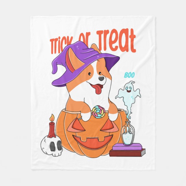 Manta Polar Corgi Halloween (Anverso)