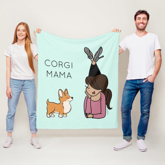 Manta Polar Corgi Mama Fleece Blanket Personalizado (In situ)