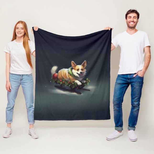 Manta Polar Corgi Navidad nieve invierno (In situ)