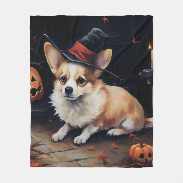 Manta Polar Corgi Pumpkins Halloween Scary (Anverso)