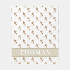 Manta Polar Corgi Rojo y Blanco Personalizado