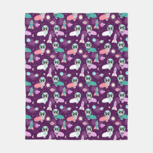 Manta Polar Corgi tricolor en púrpura espacial