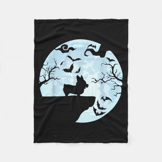 Manta Polar Corgi y Halloween de Luna (Anverso)