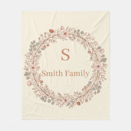 Manta Polar Corona floral personalizada con apellido de famili
