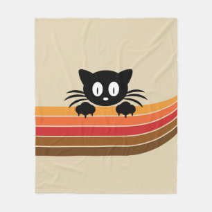 Manta Polar Cortar gato negro con rayas retro