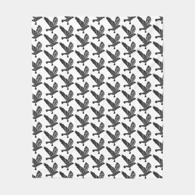 Manta Polar Corte de Lino de Raven blanco y negro (Anverso)