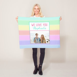 Manta Polar Corto Rainbow Stripes Personalizado foto y nombre