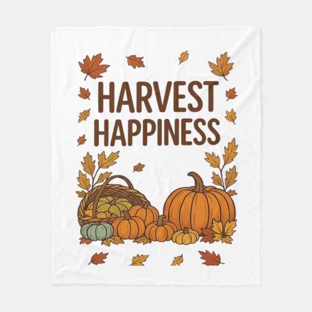 Manta Polar Cosecha Felicidad - Calabaza de otoño y hojas de o (Anverso)