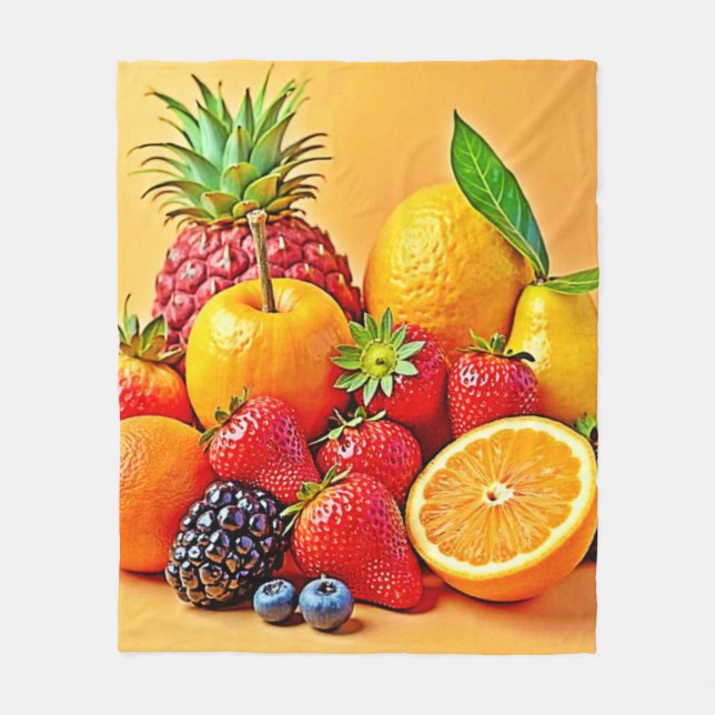 Manta Polar Cosecha Fresca: Diseño de Cosecha de Frutas Vibran (Anverso)
