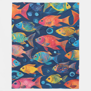 Manta Polar Costa de peces de mar multicolor y colorido