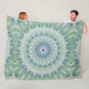 Manta Polar Costa gris azul verde Mandala Kaleidoscope