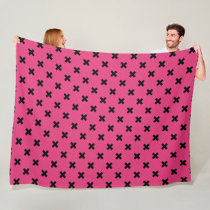 Manta Polar Costillas cruzadas negras en fuchsia