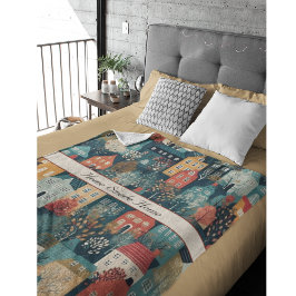 Manta Polar Cosy Hygge Village Nordic Folk Art, personalizado