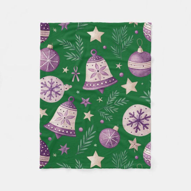 Manta Polar Cosy Purple Navidades Bells Fleece Blanket (Anverso)