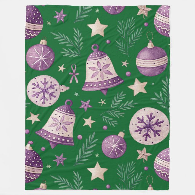 Manta Polar Cosy Purple Navidades Bells Fleece Blanket (Anverso)