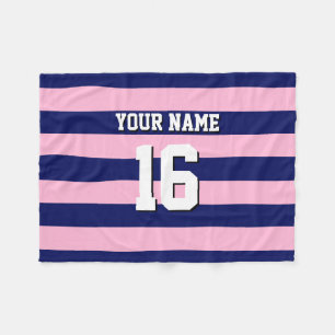 Manta Polar Cot Candy Pink Navy Blue Team Jersey Preppy Stripe