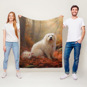 Manta Polar Coton De Tulear en Hojas de Otoño que Caen Inspira