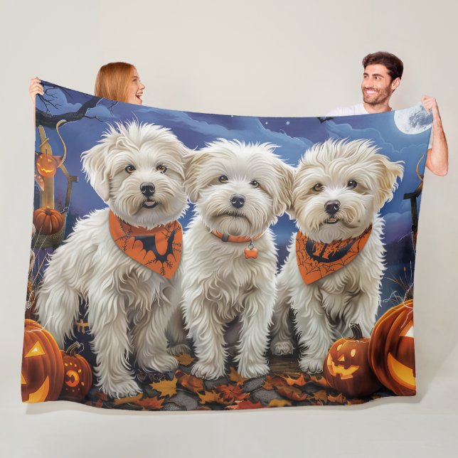 Manta Polar Coton De Tulear Halloween Spooky (In situ)
