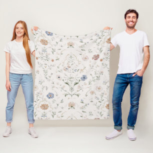 Manta Polar Cottagecore Caprichoso Flor Silvestre Aquarela Bei