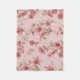 Manta Polar Cottagecore floral de los lingotes blancos rosados