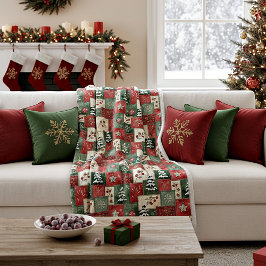 Manta Polar Country patchwork christmas pattern