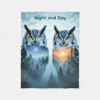 Manta Polar Couple's Owl Night and Day Blanket