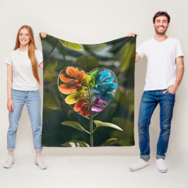 Manta Polar Couverture polaire cœur feuille arc-en-ciel nature