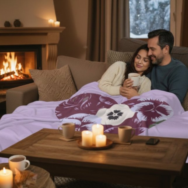 Manta Polar Couverture Polaire Douceur "Cœur de Violettes"  (Subido por el creador)