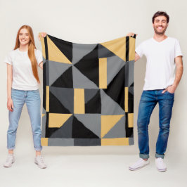 Manta Polar Couverture Polaire Géométrie Noir, gris et or