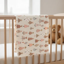 Manta Polar Couverture Polaire Sapins de Noël Rose Scandinave