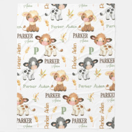 Manta Polar Cow Baby Blanket personalizado | 60x80 Fleece