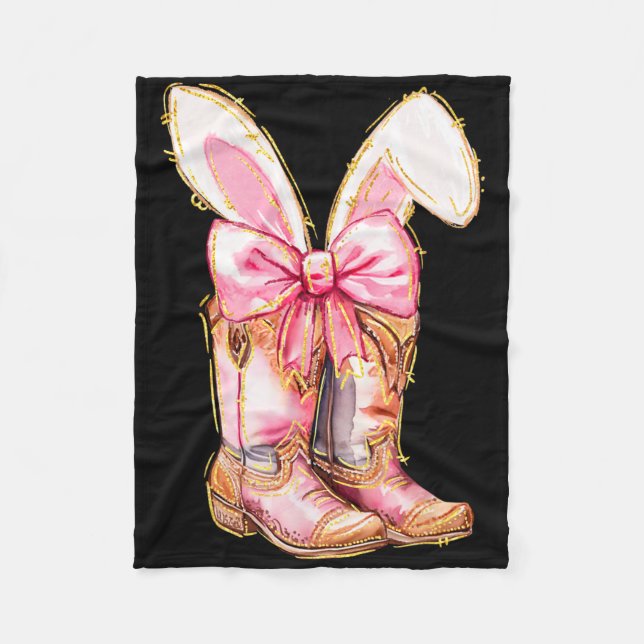 Manta Polar Cowboy Boots Easter Bunny Howdy Coquette (Anverso)