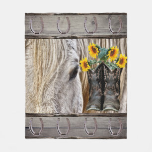 Manta Polar Cowboy Caballo Boots Sunflowers Guitarra Cowboy Go