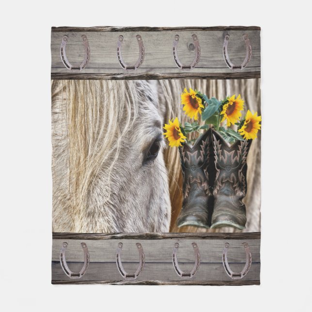 Manta Polar Cowboy Caballo Boots Sunflowers Guitarra Cowboy Go (Anverso)