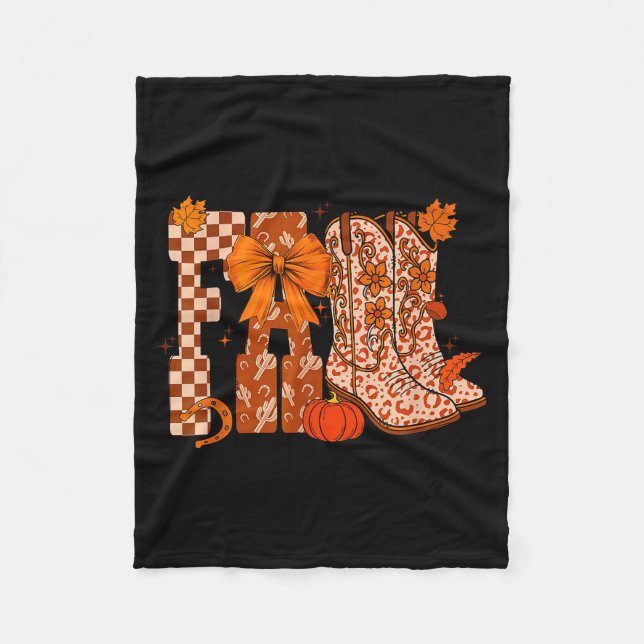 Manta Polar Cowboy Checkered Fall,fall Pumpkin,boots Cow Funny (Anverso)