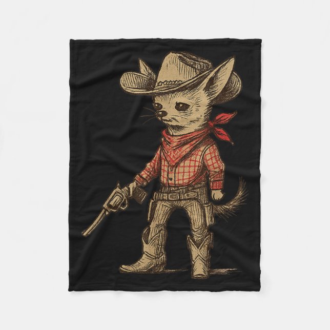 Manta Polar Cowboy Chihuahua Funny Western Cowboy Dog Lover  (Anverso)